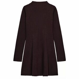 Long-Sleeve Fit & Flare skater Dress in Dark Brown